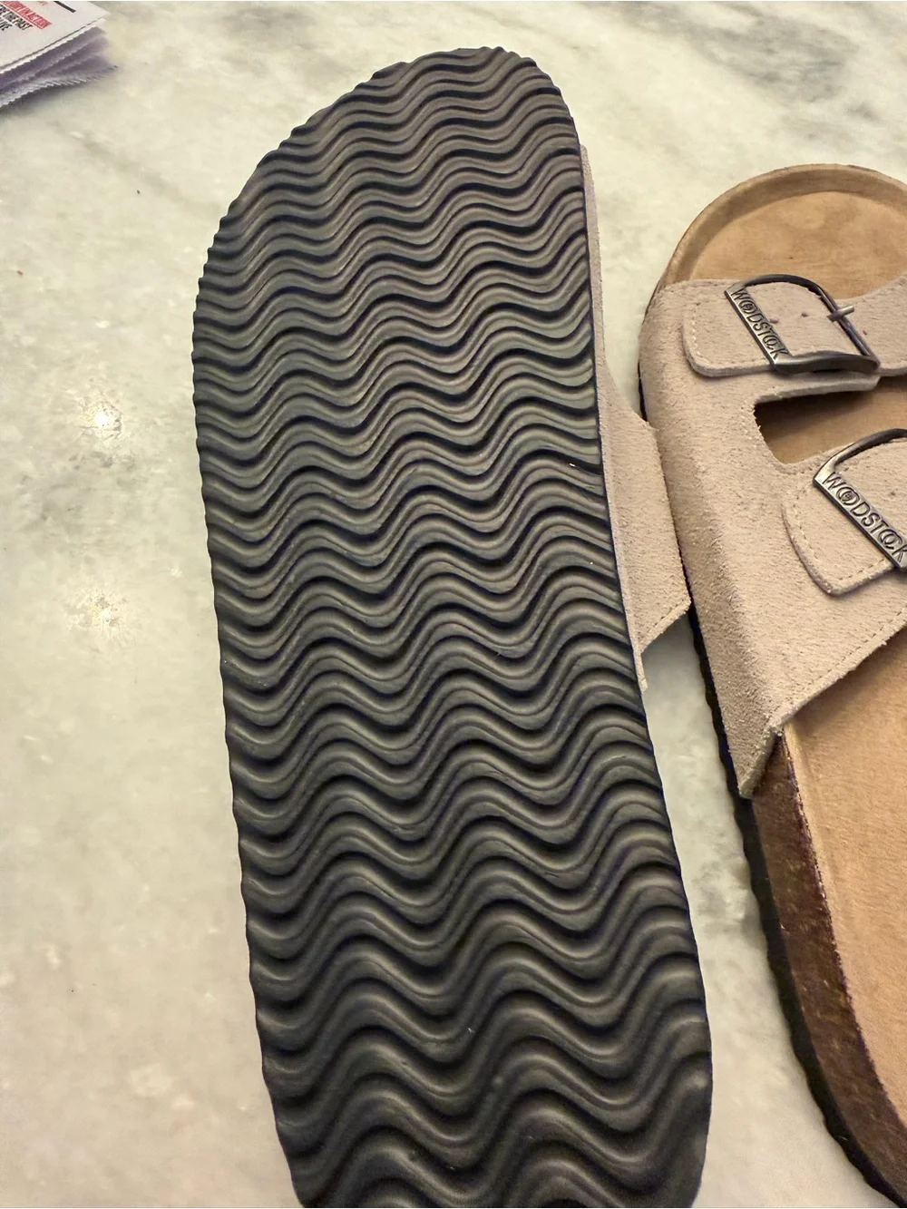 Birkenstock-Style Suede Two-Strap Men’s Sandals in Taupe